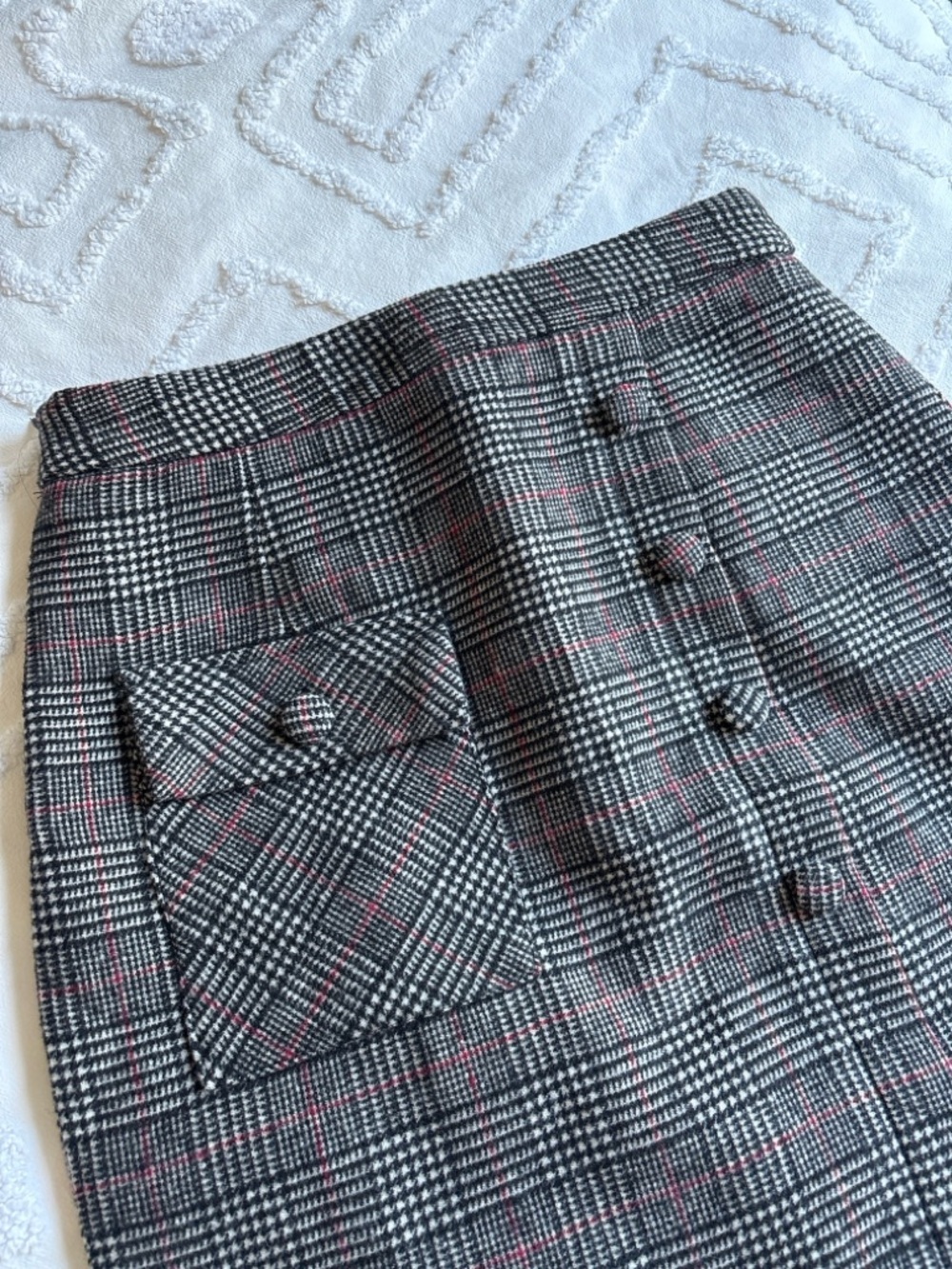 Theory Wool Blended Plaid Button-Front Pencil Skirt